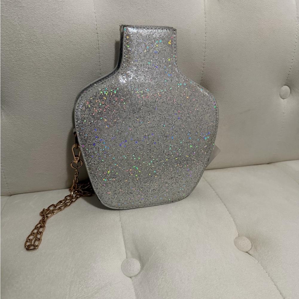 Glittery Silver and Pink Tequila Bottle Bag - Picture 4 of 6